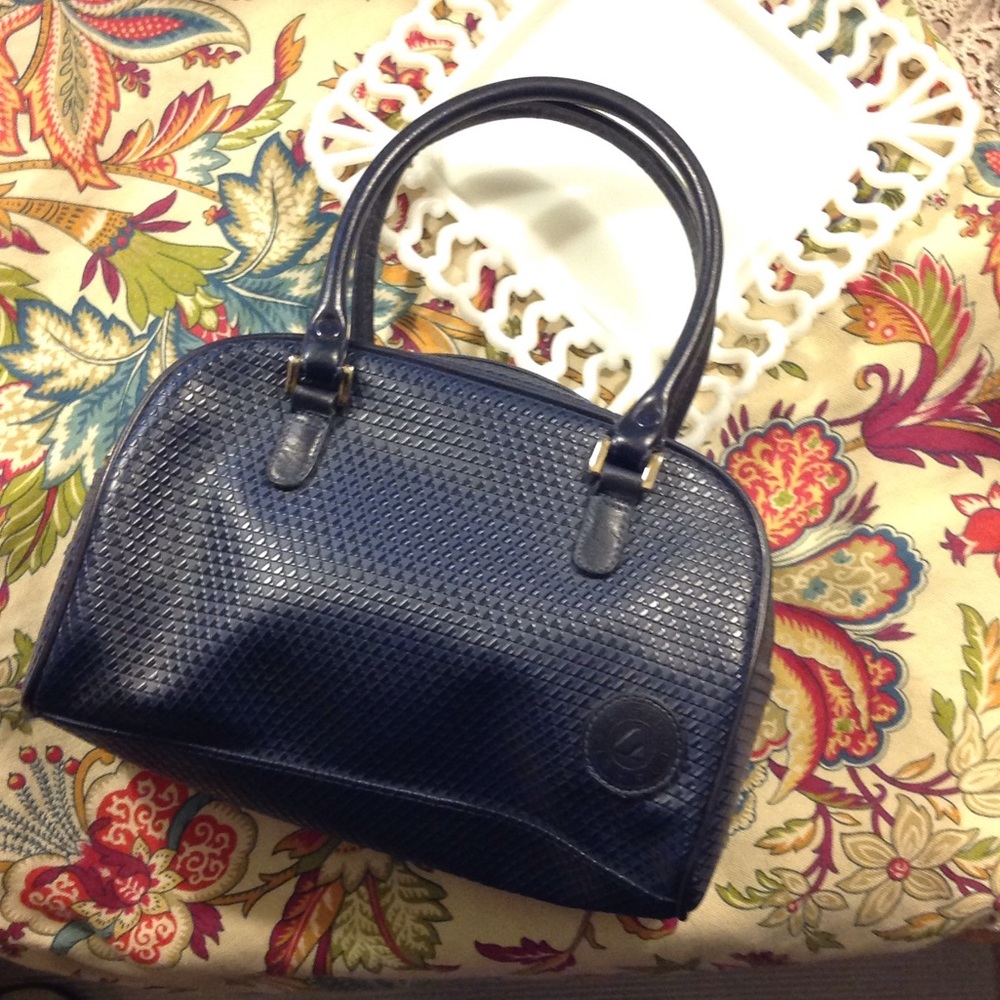 Vintage 1983 Navy Liz Claiborne Satchel Handbag